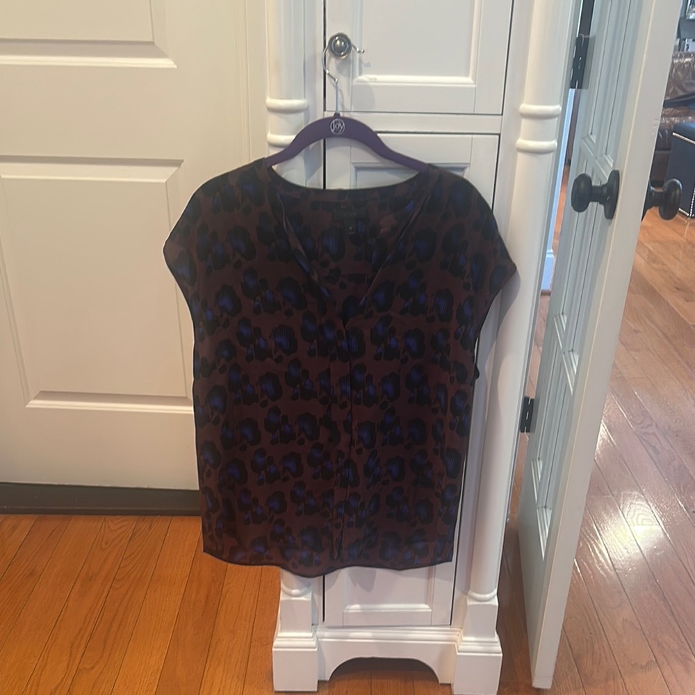 J Crew Burgundy Leopard Print Women's Top